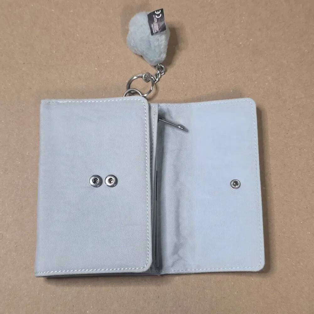Kipling PIXI Snap Medium Trifold Wallet Organizer Bayside Blue Nylon w/Keychain
